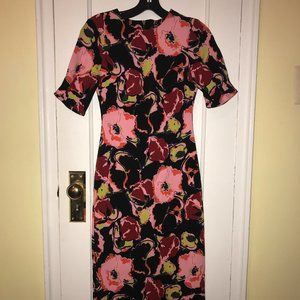 ZARA Bright Floral Tea Length Dress